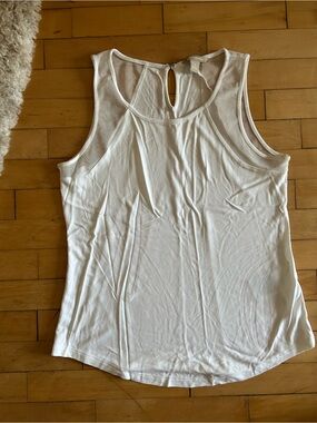 Banana Republic White Sleeveless Racerback Tank with Keyhole Back
